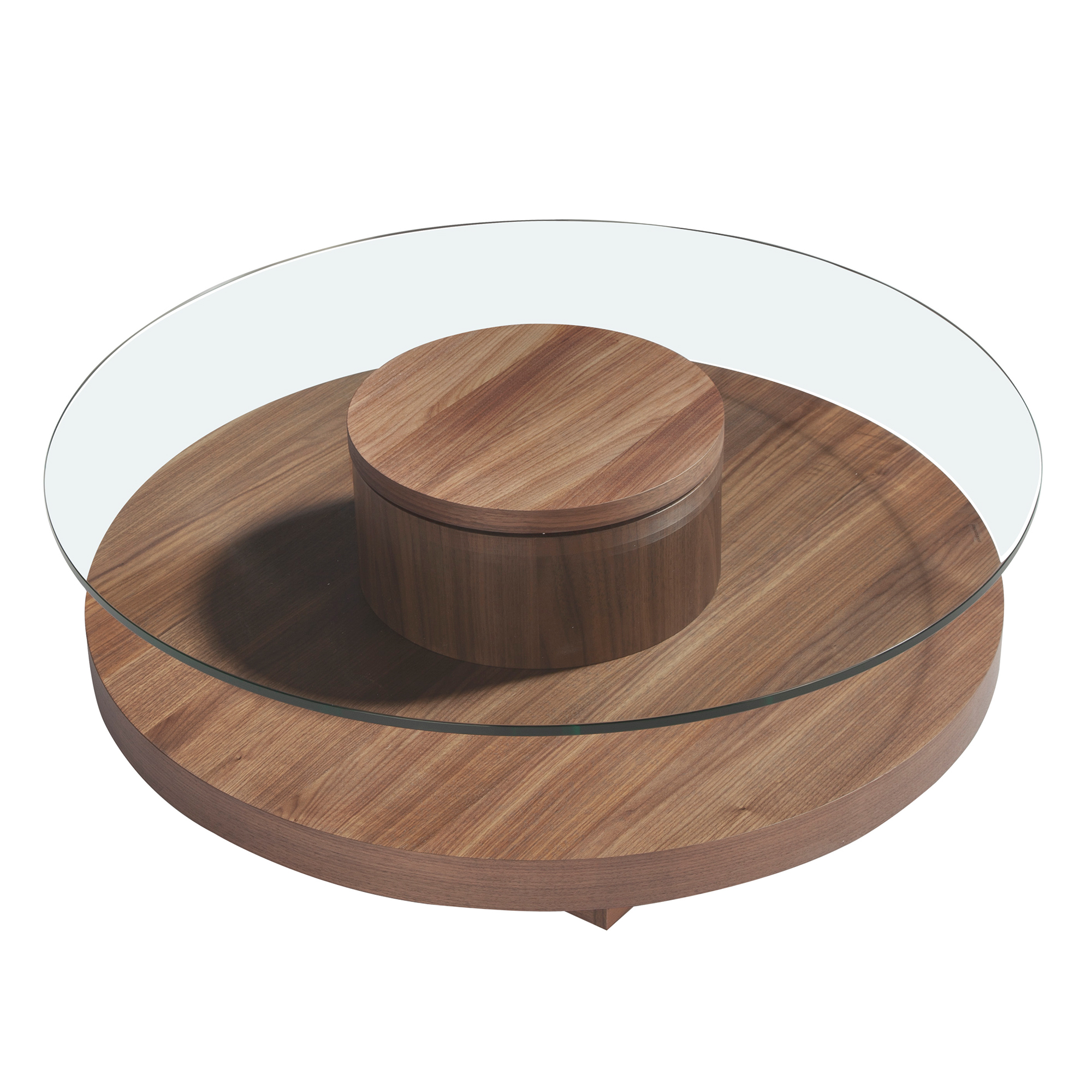 Walnut Veneer Center Table | Round Glass Coffee Table